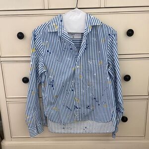 Frank & Eileen Blue Striped Blouse - Size S